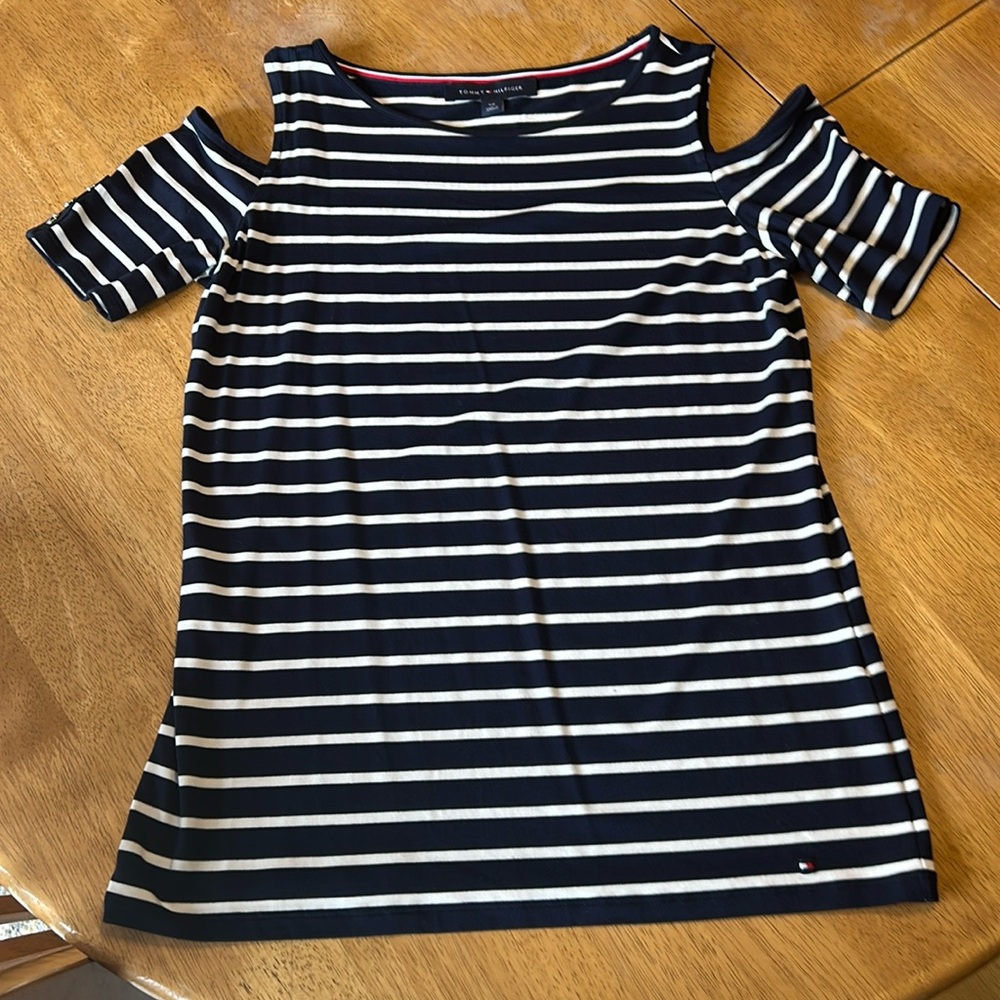 Navy Tommy Hilfiger cold shoulder top